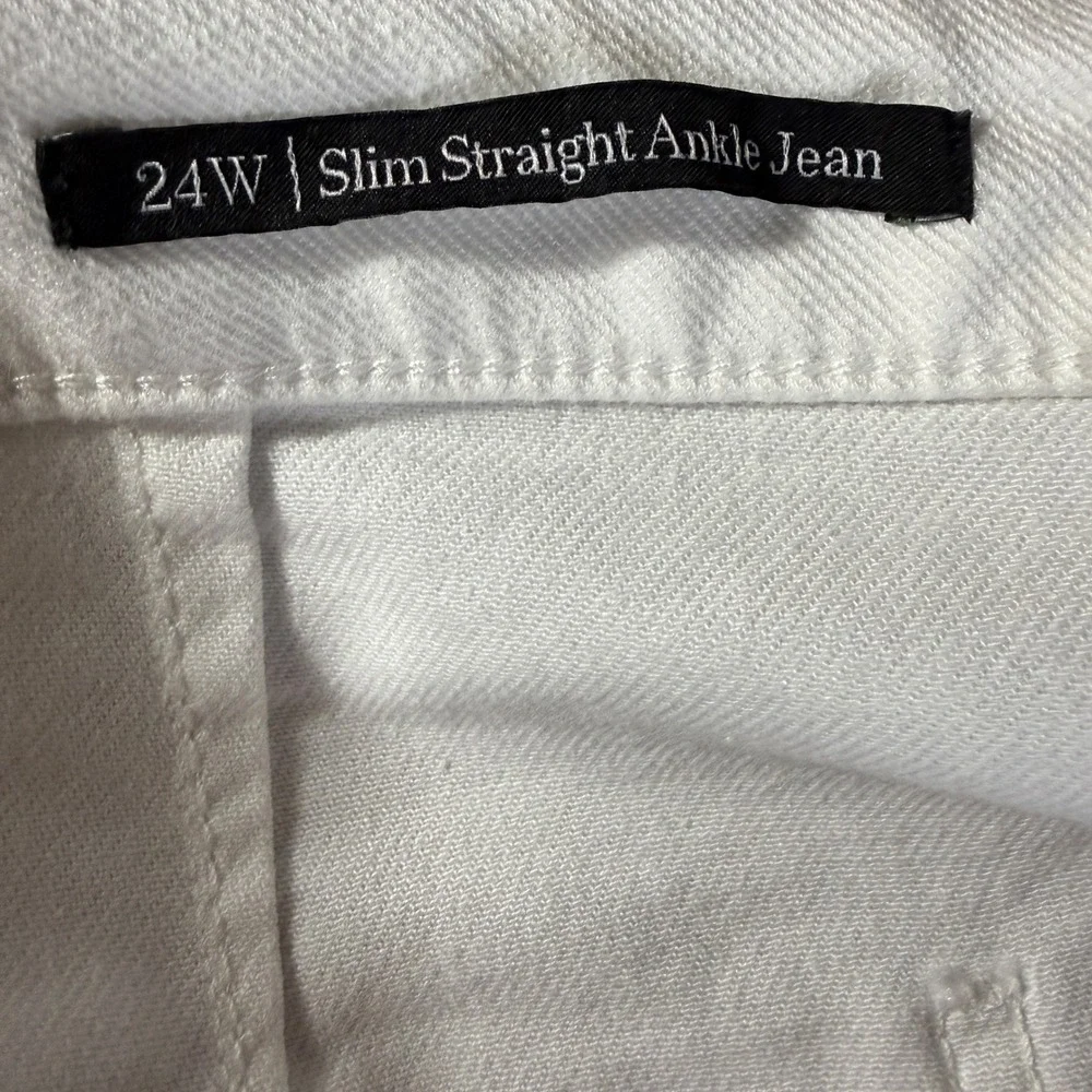 NWT Talbots Slim Straight Ankle Jean White Women 24W Plus Size Stretch Denim - Picture 5 of 6